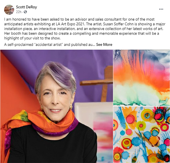 The artist, Susan Soffer Cohn is showing a major installation piece, an interactive installation, and an extensive collection of her latest works of art